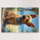 Australian Terrier On Beach hondenliefhebber zomer Legpuzzel (Horizontaal)