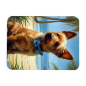 Australian Terrier On Beach hondenliefhebber zomer Magneet (Horizontaal)