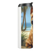 Australian Terrier On Beach hondenliefhebber zomer Thermosbeker (Gedraaid links)