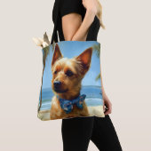 Australian Terrier On Beach hondenliefhebber zomer Tote Bag (Dichtbij)