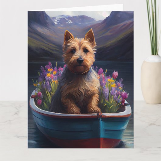 Australian Terrier op Paddle: Een Schilderachtig a Kaart (Voorkant)