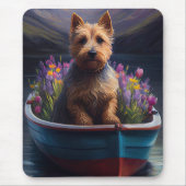 Australian Terrier op Paddle: Een Schilderachtig a Muismat (Voorkant)