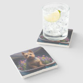 Australian Terrier op Paddle: Een Schilderachtig a Stenen Onderzetter (Zijkant)