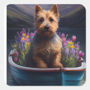 Australian Terrier op Paddle: Een Schilderachtig a Vierkante Sticker