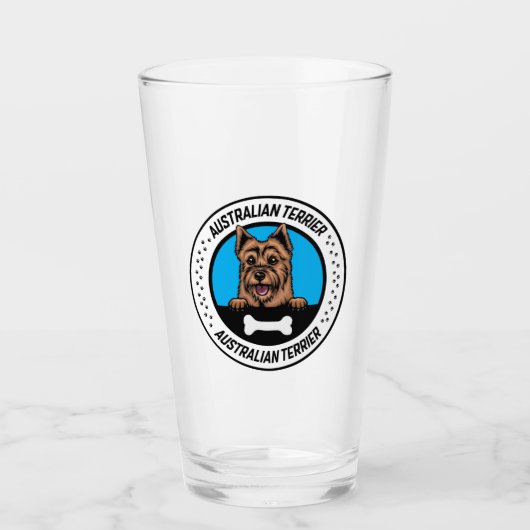 Australian Terrier Peeking Illustration Badge Glas (Voorkant)