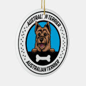 Australian Terrier Peeking Illustration Badge Keramisch Ornament (Rechts)