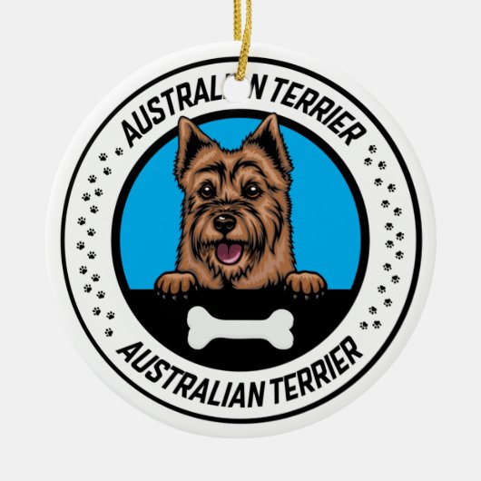 Australian Terrier Peeking Illustration Badge Keramisch Ornament (Voorkant)
