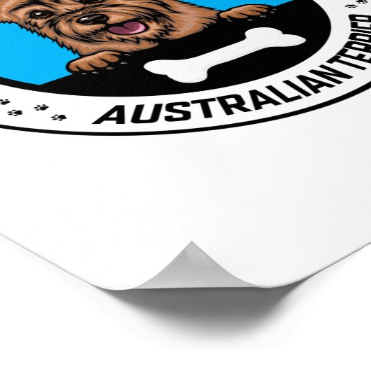 Australian Terrier Peeking Illustration Badge Poster (Hoek)