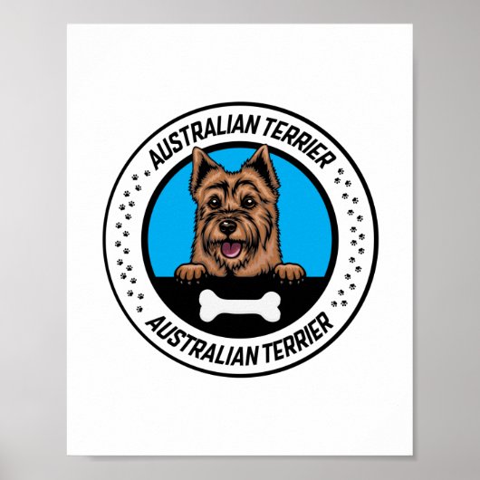Australian Terrier Peeking Illustration Badge Poster (Voorkant)