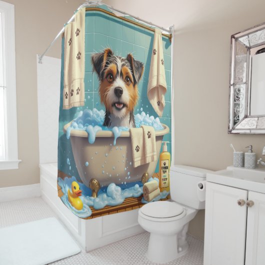 Australian Terrier Sloppy Sleepy Schattige Funny Douchegordijn (In situ)