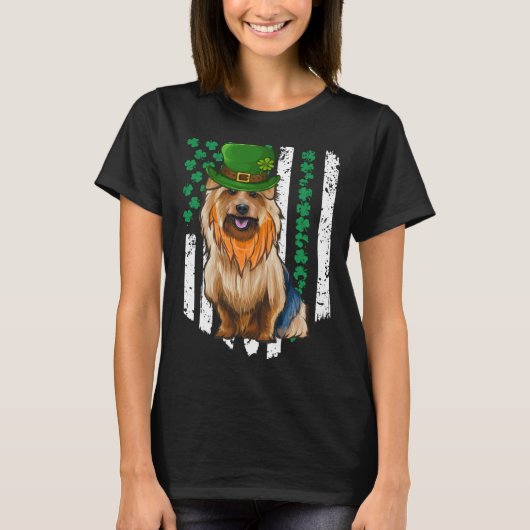 Australian Terrier St Patricks Day Irish American  T-shirt (Voorkant)