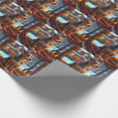 Australian Terrier With Christmas Lights Holiday Cadeaupapier (Hoek)