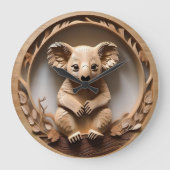 Australian Tree Hugger: Koala Beer Houtprint Grote Klok (Voorkant)
