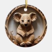 Australian Tree Hugger: Koala Beer Houtprint Keramisch Ornament (Voorkant)