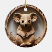 Australian Tree Hugger: Koala Beer Houtprint Keramisch Ornament (Achterkant)