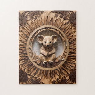 Australian Tree Hugger: Koala Beer Houtprint Legpuzzel