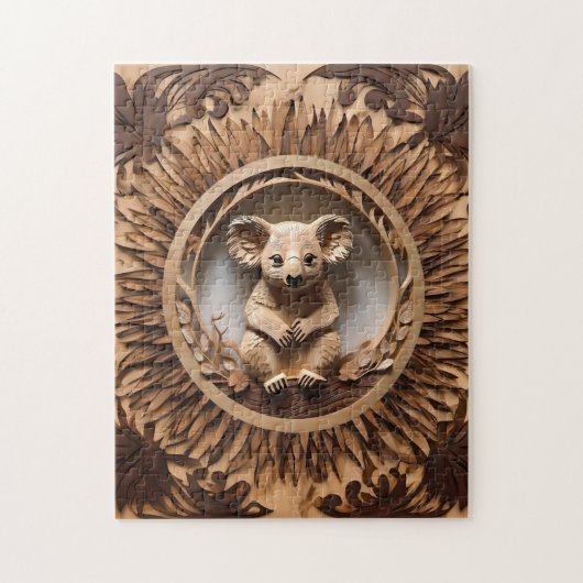 Australian Tree Hugger: Koala Beer Houtprint Legpuzzel (Verticaal)