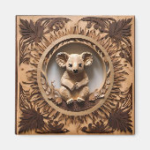 Australian Tree Hugger: Koala Beer Houtprint Magneet (Voorkant)