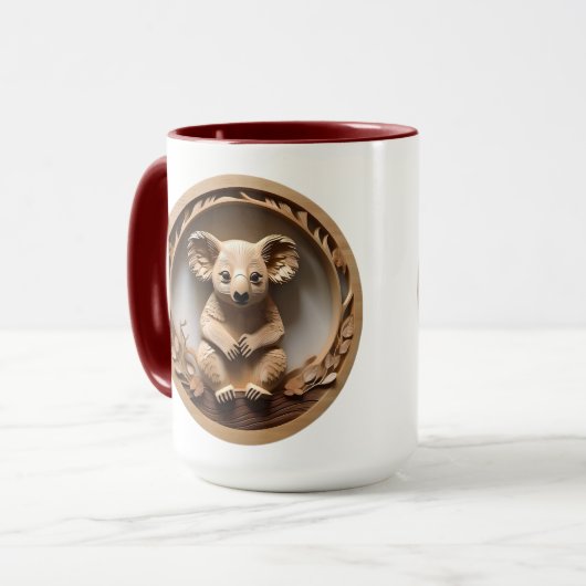 Australian Tree Hugger: Koala Beer Houtprint Mok (Voorkant links)