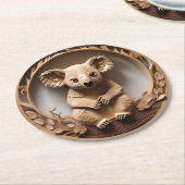 Australian Tree Hugger: Koala Beer Houtprint Ronde Kartonnen Onderzetter (Gebogen)