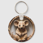 Australian Tree Hugger: Koala Beer Houtprint Sleutelhanger (Voorkant)