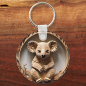 Australian Tree Hugger: Koala Beer Houtprint Sleutelhanger (Voorkant)