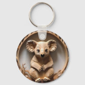 Australian Tree Hugger: Koala Beer Houtprint Sleutelhanger (Achterkant)