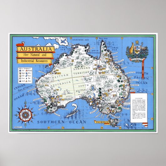 Australian Vintage Touristic Map Poster (Voorkant)