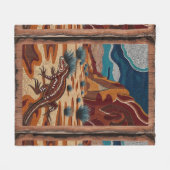 Australian Wild Lizard Wildlife Scene Fleece Deken (Voorkant (Horizontaal))