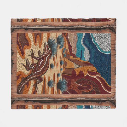 Australian Wild Lizard Wildlife Scene Fleece Deken (Voorkant (Horizontaal))