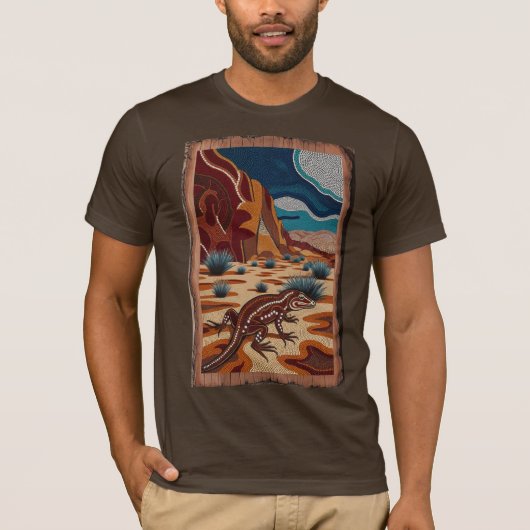 Australian Wild Lizard Wildlife Scene T-shirt (Voorkant)