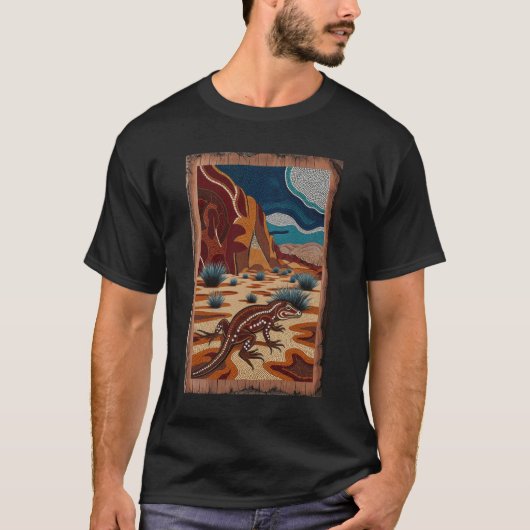 Australian Wild Lizard Wildlife Scene T-shirt (Voorkant)