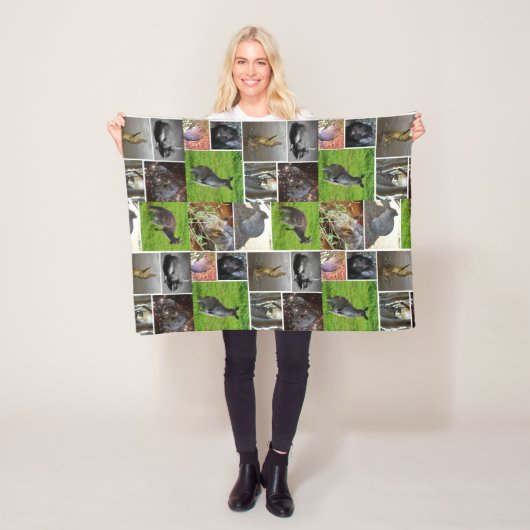 Australian Wildlife Collage Fleece Deken (In situ)