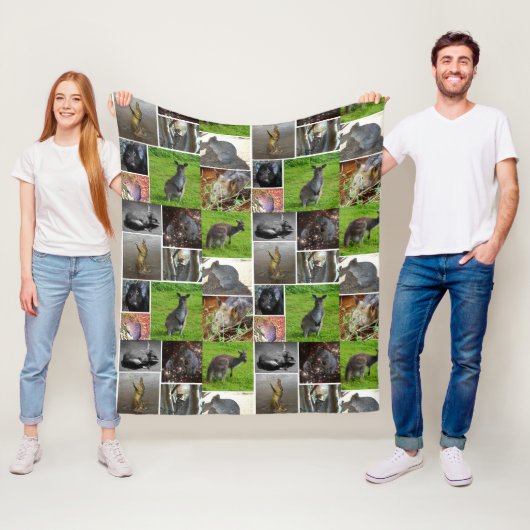 Australian Wildlife Collage Fleece Deken (In situ)