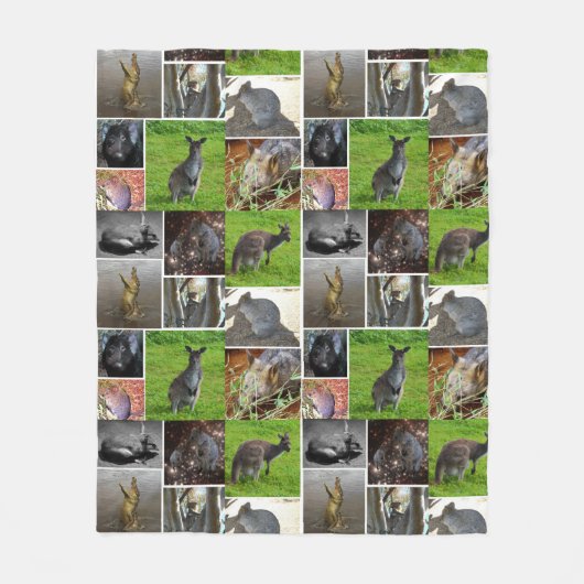 Australian Wildlife Collage Fleece Deken (Voorkant)