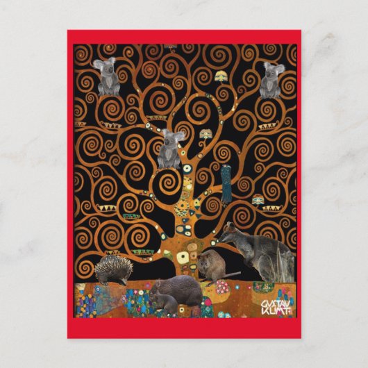 Australian Wildlife in Tree of Life, Klimt parody, Briefkaart (Voorkant)