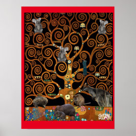 Australian Wildlife in Tree of Life, Klimt parody, Poster