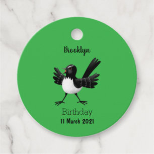 Australian Willie Wagtail cartoon Bedankjes Labels