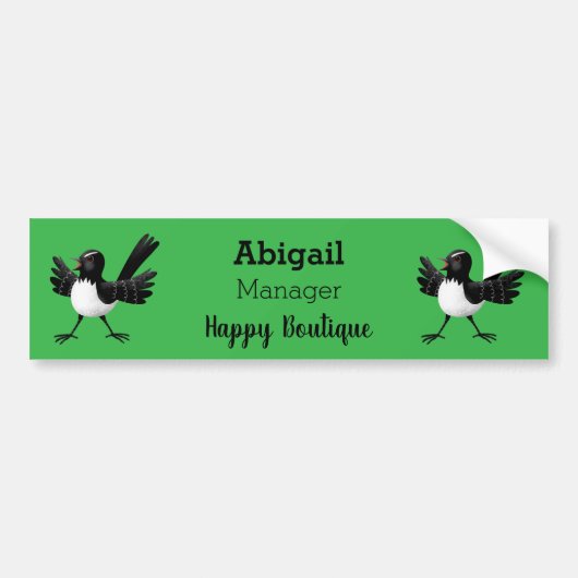 Australian Willie Wagtail cartoon Bumpersticker (Voorkant)
