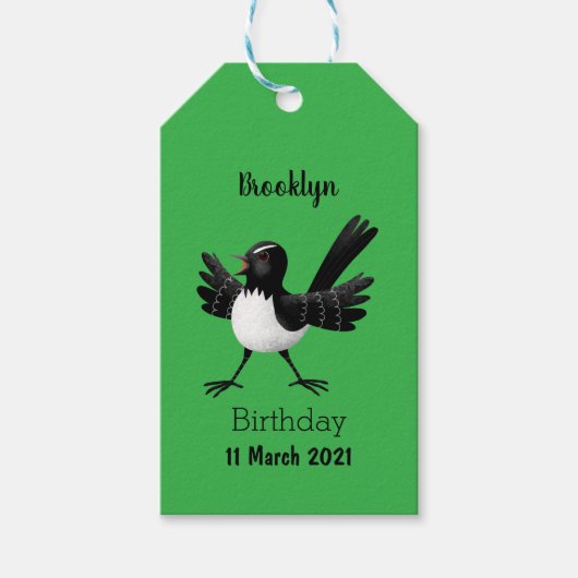 Australian Willie Wagtail cartoon Cadeaulabel (Voorkant)