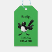 Australian Willie Wagtail cartoon Cadeaulabel (Achterkant)