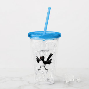Australian Willie Wagtail cartoon gepersonaliseerd Acryl Drinkbeker