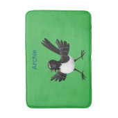 Australian Willie Wagtail cartoon gepersonaliseerd Badmat (Voorkant Verticaal)