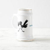 Australian Willie Wagtail cartoon gepersonaliseerd Bierpul (Voorkant links)