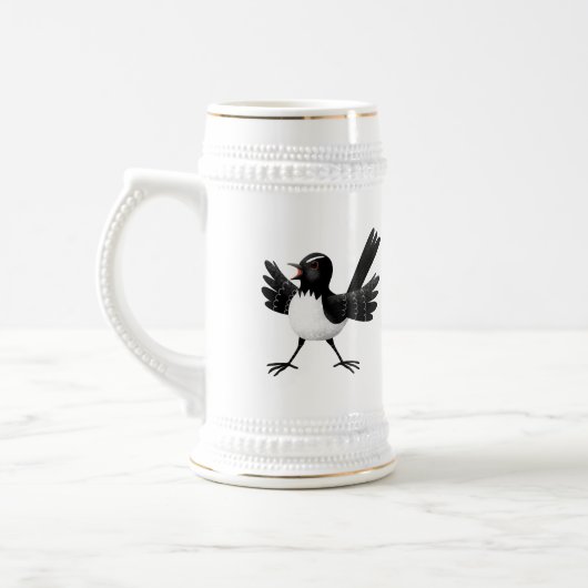Australian Willie Wagtail cartoon gepersonaliseerd Bierpul (Links)
