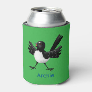 Australian Willie Wagtail cartoon gepersonaliseerd Blikjeskoeler