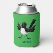 Australian Willie Wagtail cartoon gepersonaliseerd Blikjeskoeler (Blikje Achterkant)