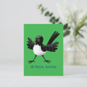 Australian Willie Wagtail cartoon gepersonaliseerd Briefkaart (Staand voorkant)
