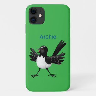 Australian Willie Wagtail cartoon gepersonaliseerd Case-Mate iPhone Case