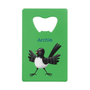 Australian Willie Wagtail cartoon gepersonaliseerd Creditkaart Flessenopener